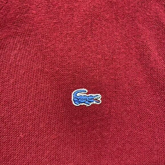 Izod Lacoste Vintage 70s Acrylic Orlon V-Neck Sweater Burgundy Men's Size Large - Picture 3 of 9